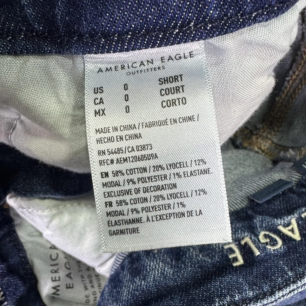 American Eagle Jeans Womens 0 Short Blue Curvy Straight Fringe Denim Casual